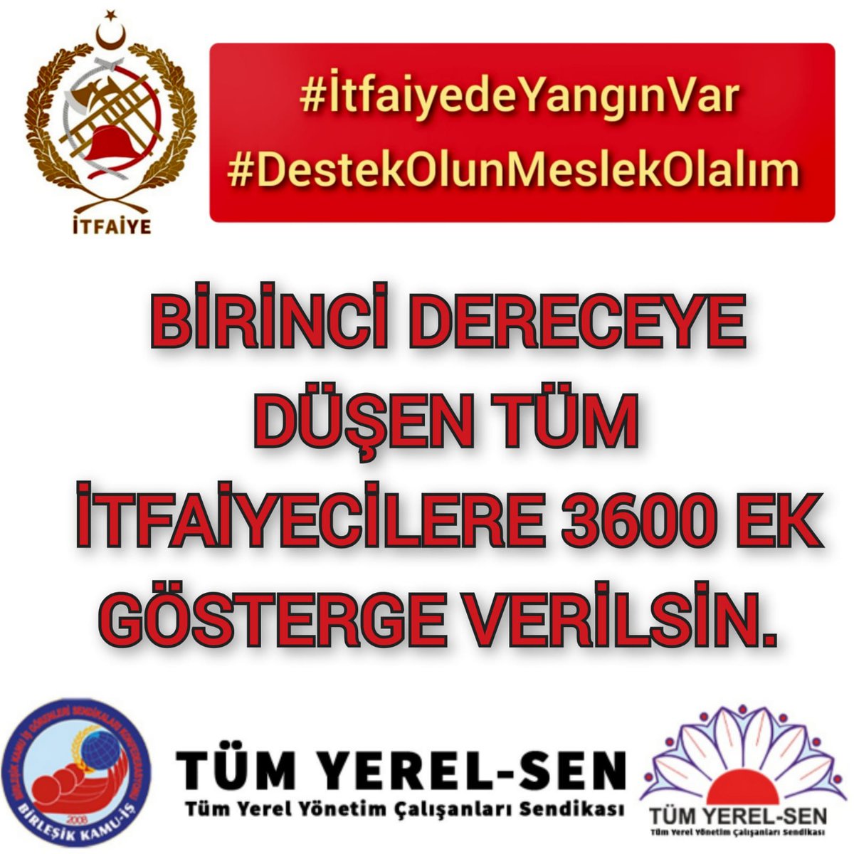 #BizimdeCanımızvar #İtfaiyedeYangınVar
#İtfaiyecilerEylemde #KUTLAMIYORUZ 
#DestekOlunMeslekOlalım
<a href="/nowtv/">NOWTV</a> <a href="/showtv/">Show TV</a> <a href="/halktvcomtr/">Halk TV</a> <a href="/startvhaber/">Star Ana Haber</a> <a href="/tele1comtr/">Tele1 TV</a> <a href="/KRTCANLI/">KRT TV</a> <a href="/haberturk/">Habertürk</a> <a href="/atv/">ATV</a> <a href="/ahaber/">A Haber</a> <a href="/ntv/">NTV</a> <a href="/szctelevizyonu/">SÖZCÜ Televizyonu</a>  <a href="/AksoyFaruk74/">Faruk AKSOY</a> <a href="/ismailsaymaz/">İsmail Saymaz</a> 
<a href="/muratagirel/">Murat AĞIREL</a> <a href="/ProfDemirtas/">Özgür Demirtaş</a> <a href="/AtillaSertell/">🇹🇷 Atila Sertel</a>