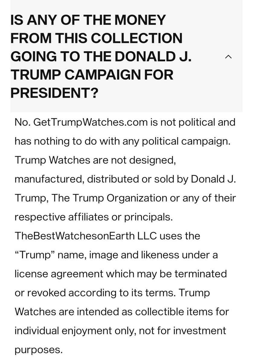 rothschildmd's tweet photo. Six weeks out from the election and Donald Trump is now hawking "official Trump watches" that cost as much as $100,000. Not a penny of it goes to the Trump campaign or RNC. https://t.co/kgY5Lwaujv