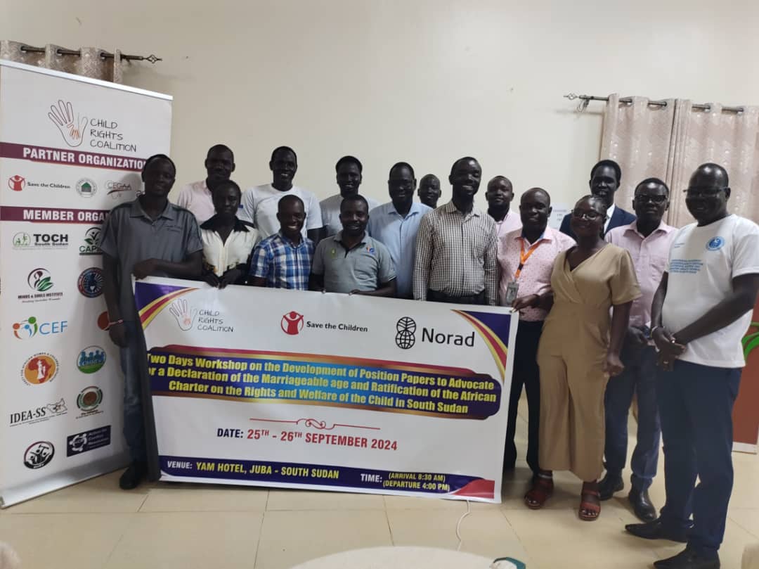 GarangTimdor's tweet photo. I had the privilege to close a 2 days workshop as a chairperson of Child Rights Coalition.The workshop brought 37 CSOs to develop position papers to advocate for declaration of marriage able age &amp; Ratification of the African Charter on the rights and welfare of the Child.#SSOT https://t.co/Qv5YQ0SYAe