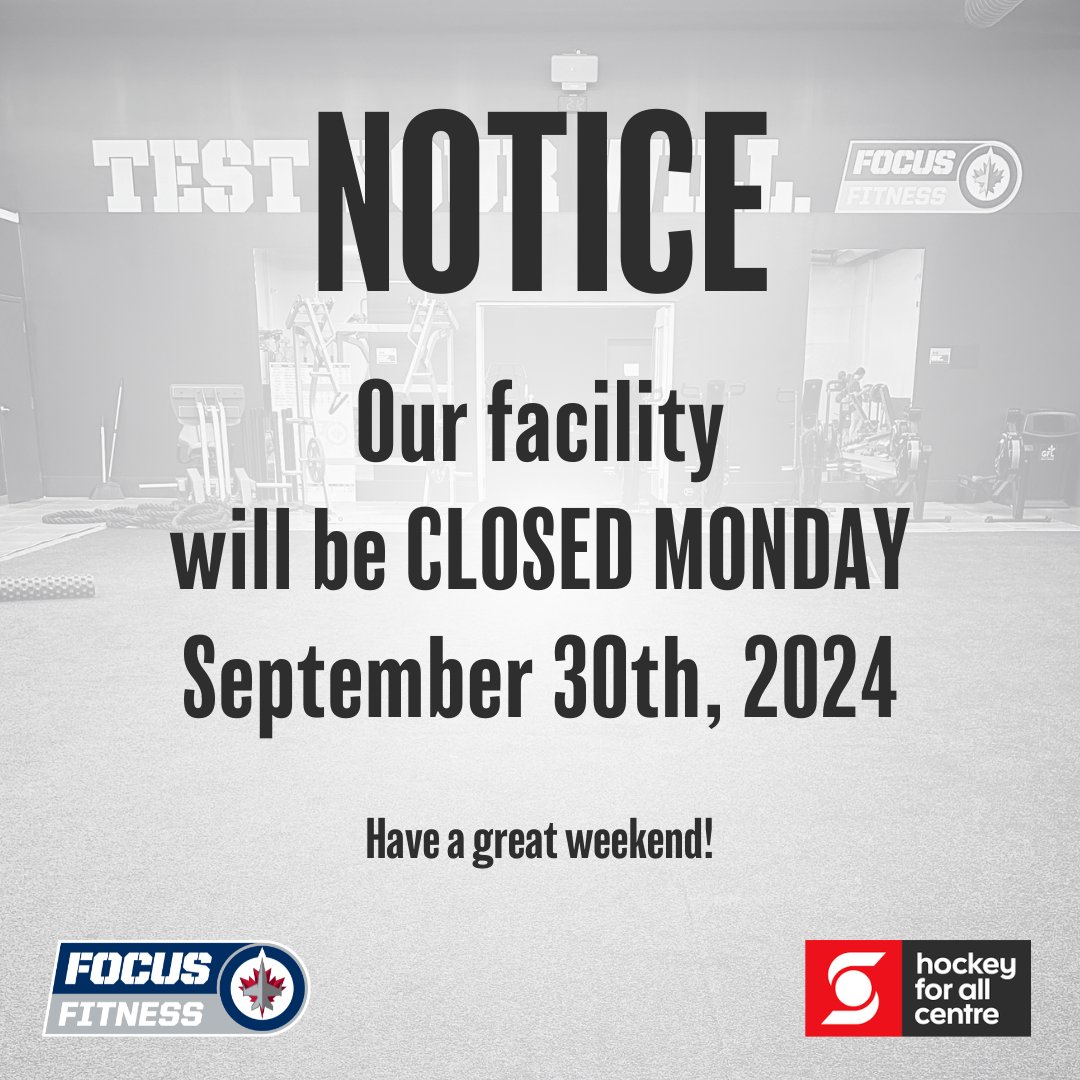 📢 Attention 📢

Focus Fitness will be CLOSED on Monday - September 30th, 2024 for Truth and Reconciliation Day.

Have a great weekend.