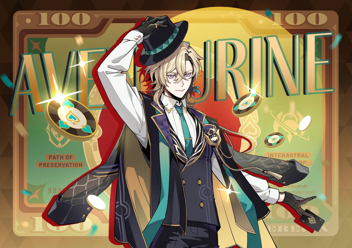 _SovereignTeam's tweet photo. How about a game? Nothing fancy, just a game of heads or tails to gauge today's luck. 

#Aventurine #HonkaiStarRail #RedCarpetHSR https://t.co/raT9SbhJhL