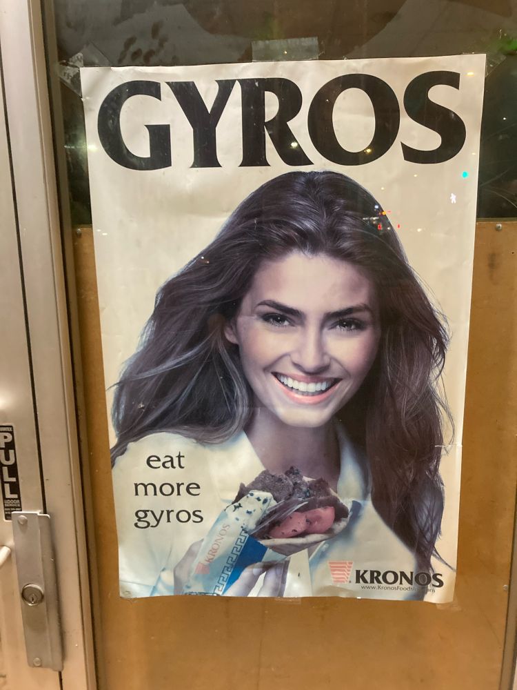 irregulargrapes's tweet image. I am obsessed with the ubiquity of this specific Gyros poster across countless restaurants in America.
