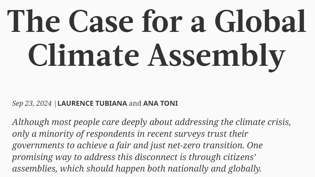 Iswe Foundation (@iswe_org) on Twitter photo Following this week's launch of <a href="/GCACoalition/">Coalition for a Global Citizens' Assembly</a> & Global Citizens' Assembly for People & Planet, this op-ed by <a href="/LaurenceTubiana/">Laurence Tubiana</a> & <a href="/anaatonii/">Ana Toni</a> highlights the commitment by 🇧🇷 <a href="/govbrazil/">Government of Brazil</a> to make #COP30 the People’s COP 🌍
project-syndicate.org/commentary/glo…
#ClimateWeekNYC #SummitOfTheFuture Following this week's launch of <a href="/GCACoalition/">Coalition for a Global Citizens' Assembly</a> & Global Citizens' Assembly for People & Planet, this op-ed by <a href="/LaurenceTubiana/">Laurence Tubiana</a> & <a href="/anaatonii/">Ana Toni</a> highlights the commitment by 🇧🇷 <a href="/govbrazil/">Government of Brazil</a> to make #COP30 the People’s COP 🌍
project-syndicate.org/commentary/glo…
#ClimateWeekNYC #SummitOfTheFuture