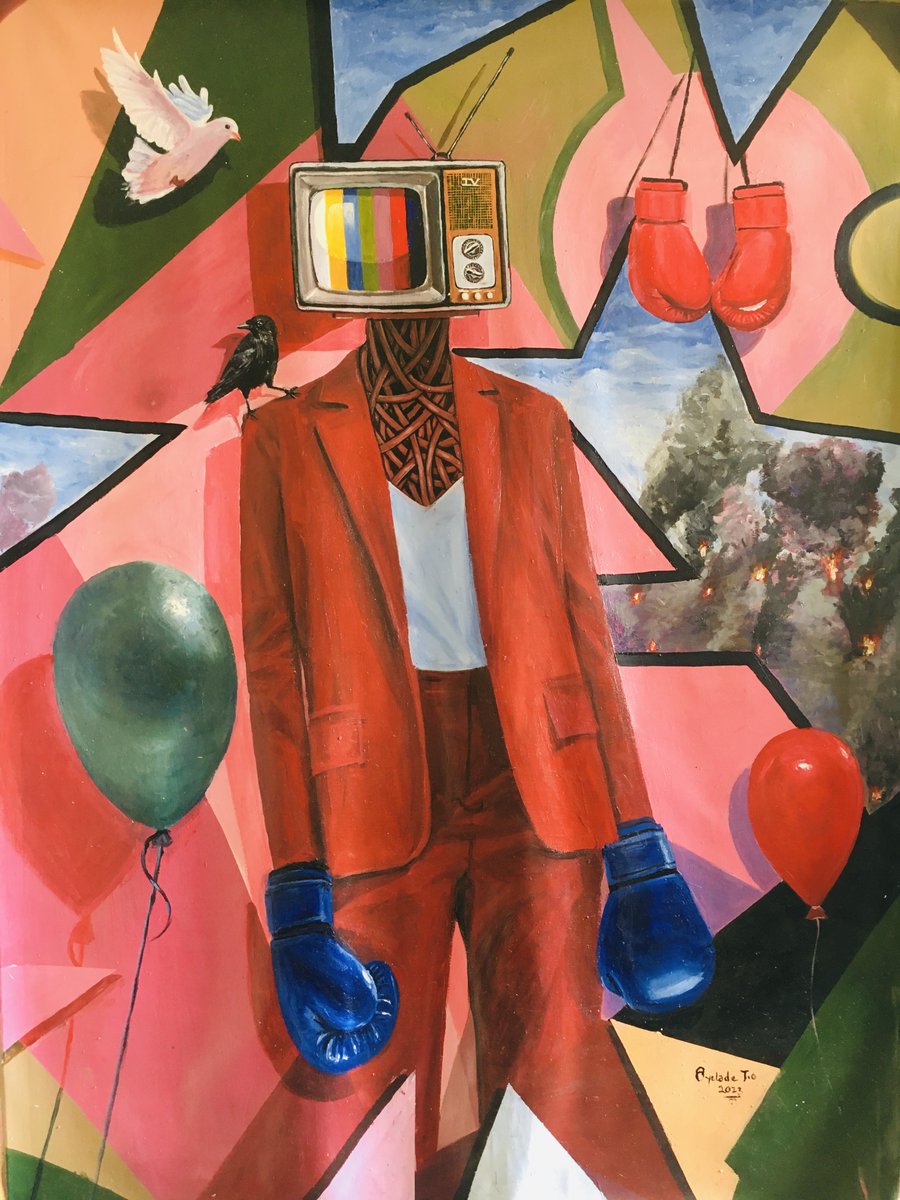 thecampgallery's tweet photo. "By visualizing time as a tangible, textured entity, I reveal the accumulation of experiences that shaped our identity." -Oyewole Tayo Oyelade

Life is a War; Be a Warlord (2023)
Acrylic on Canvas
48 × 36 in
USD$2800

View our @artsy exclusive: https://t.co/1QX1AKnvYn https://t.co/SBr4pD5SX3