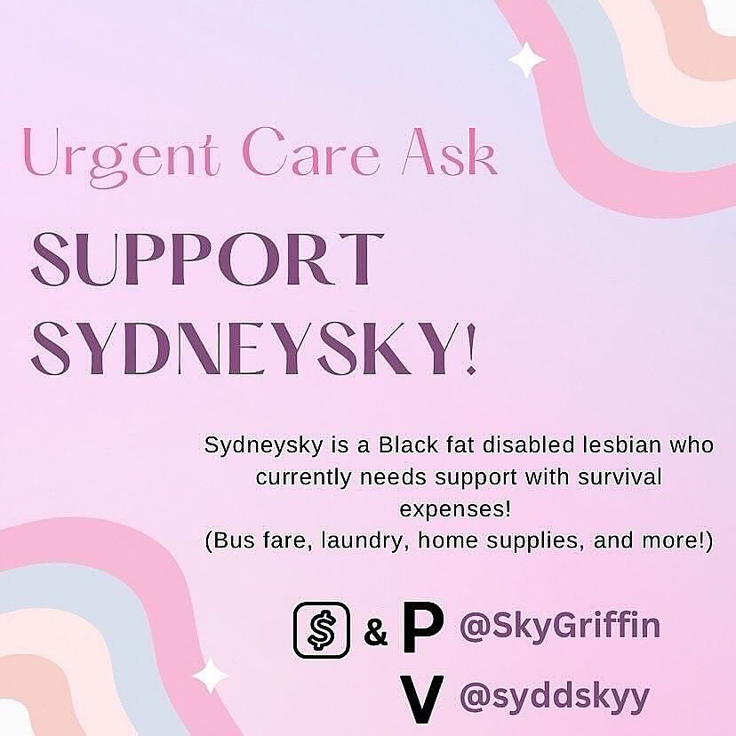 Ive had a really bad week when it comes to donations &amp; really need help.

Survival fund: laundry, utilities, masks and nose spray 

Pls help by sharing my posts❤️

CA: cash.app/$SkyGriffin
VENMO: venmo.com/u/syddskyy
PP: paypal.me/skygriffin