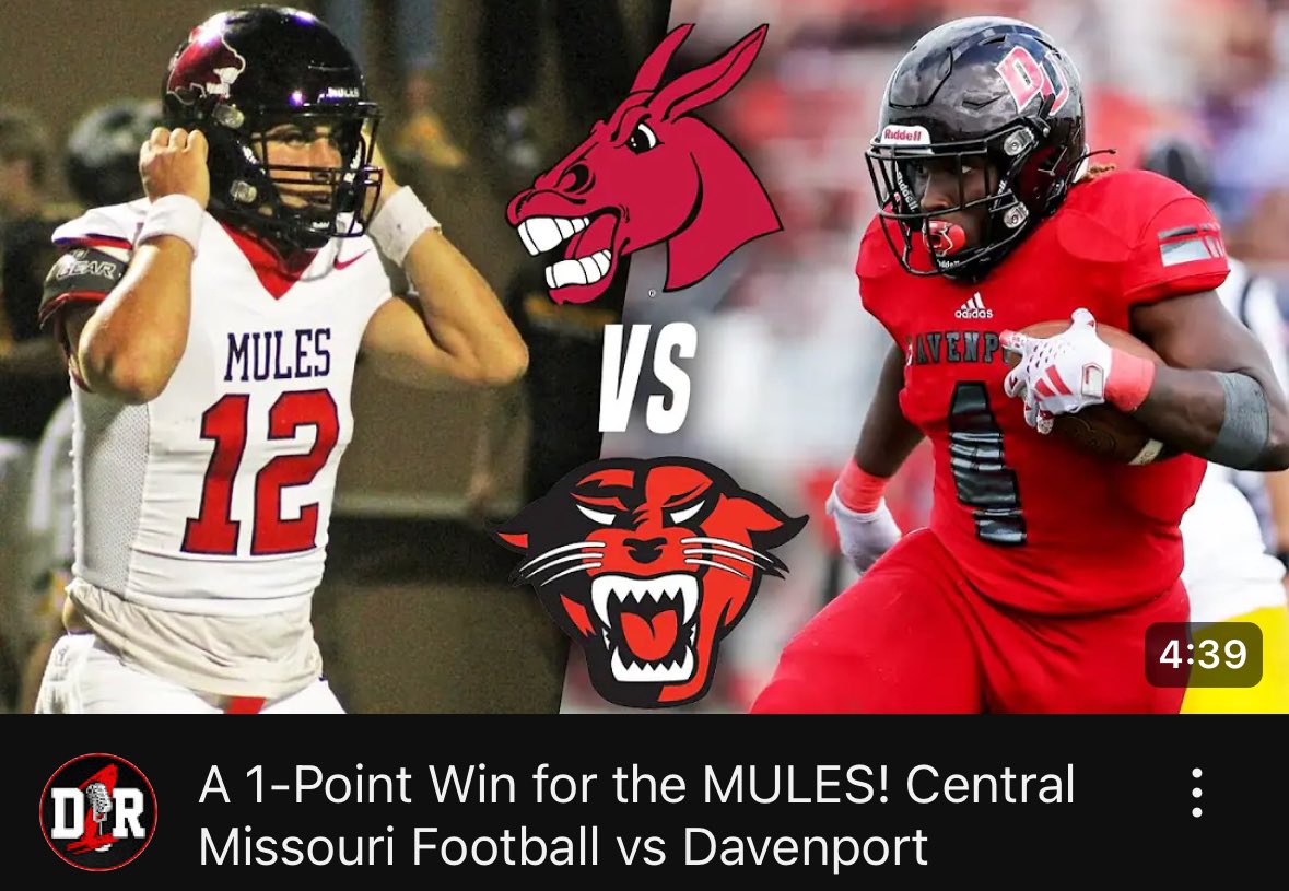A 𝖌𝖗𝖎𝖙𝖙𝖞 win for <a href="/UCMFootballTeam/">Mules Football</a> 👏

The Mules bounced back and picked up a tough non-conference win on the road over Davenport ⤵️

📺: youtu.be/S6hpSuWLjEU?si…
