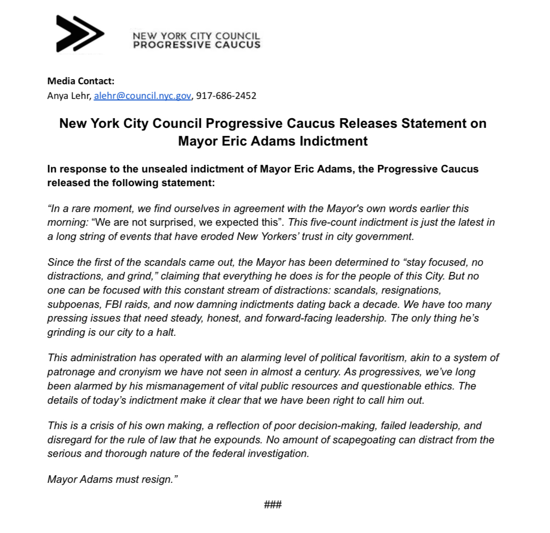 NYCProgressives's tweet photo. Since the first scandals came to light, the Mayor has been determined to “stay focused, no distractions, and grind,” but no one can be focused with this constant stream of distractions.

The only thing he’s grinding is our city to a halt. https://t.co/ex2jBhgiFu