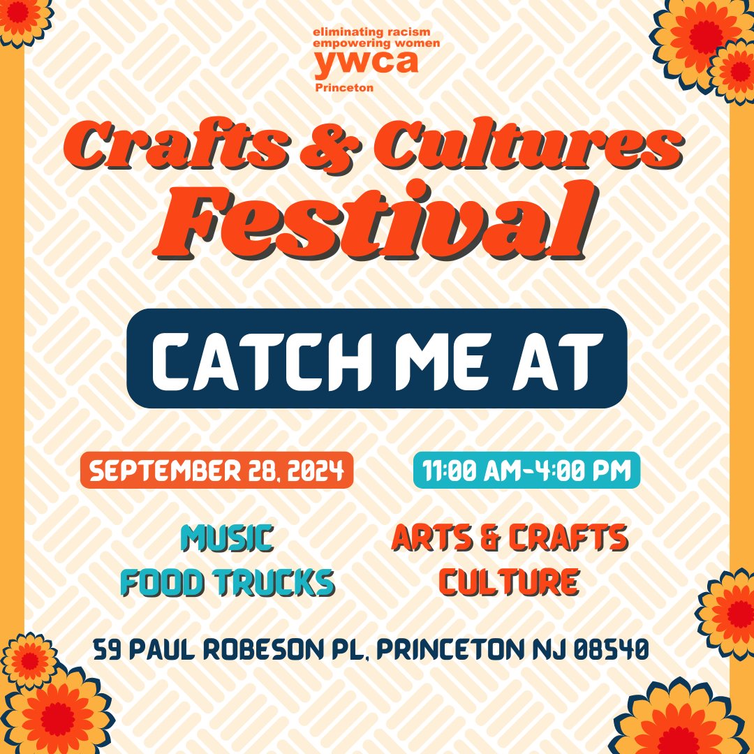 WomanspaceInc's tweet image. 🌟 Catch us at the @ywca.princeton Crafts &amp;amp; Cultures Festival! 🎨🎶 We’re excited to be part of this celebration of creativity and community. See you there! 🙌 #YWCAPrinceton #PrincetonNJ #CelebrateDiversity #Womanspace #MercerCountyNJ