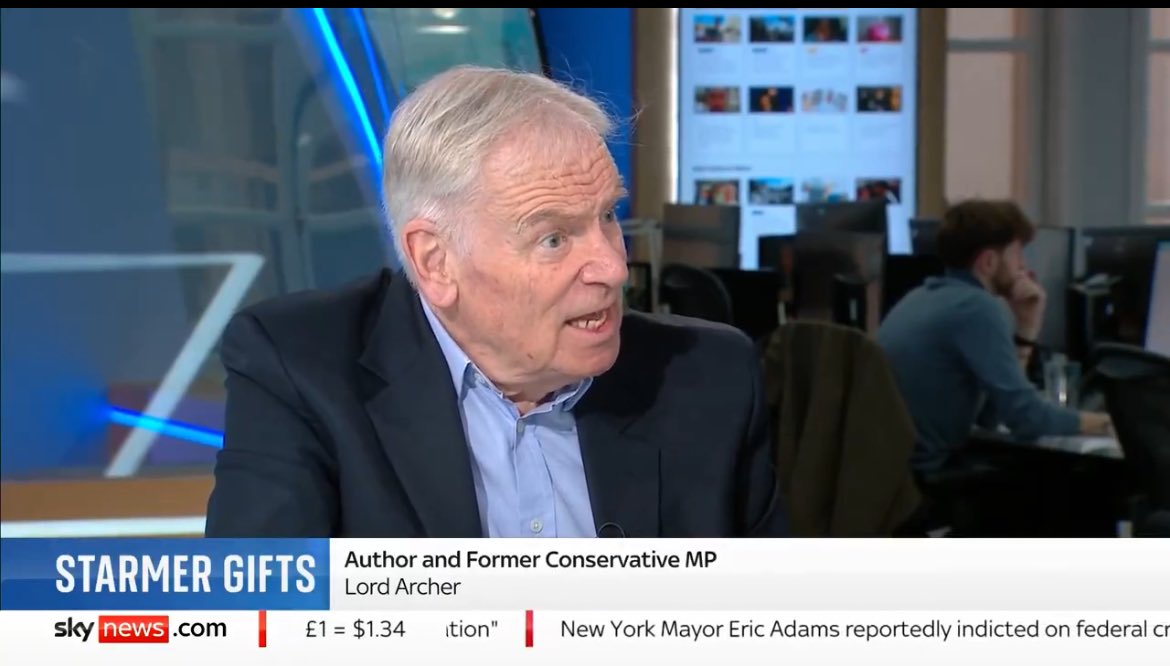 This morning, while touring TV &amp; Radio news studios, Jeffrey Archer - a man once convicted and imprisoned for perverting the course of justice - was asked to pontificate about Keir Starmer’s integrity.