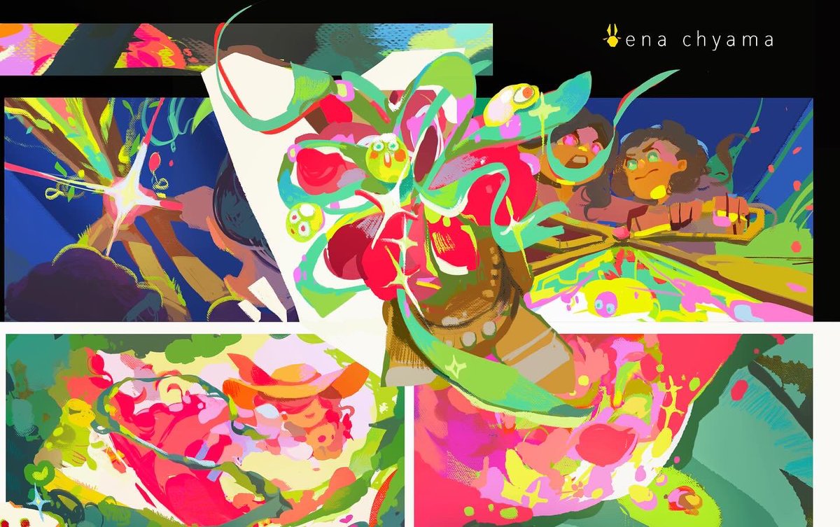 enachyama's tweet photo. Color board for my story, the Flauna Friseurin!! 💐✨💕going to start posting more here!! wishing everyone a happy Thursday~ 🥰 https://t.co/jbJF4BitQl