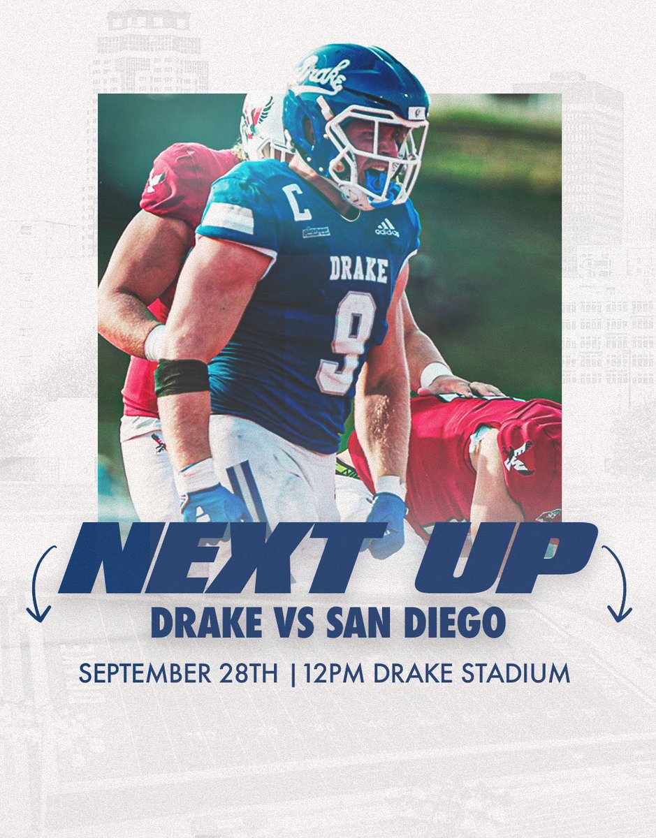 Drake Football (@drakebulldogsfb) on Twitter photo ๐จ๐๐ข๐ฏ๐๐ฅ๐ซ๐ฒ ๐ ๐๐ฆ๐๐จ
We host San Diego this Saturday, ๐๐จ๐งโ๐ญ ๐๐ข๐ฌ๐ฌ ๐๐ฎ๐ญ on this ๐๐ข๐ฏ๐๐ฅ๐ซ๐ฒ ๐๐๐ญ๐๐ก๐ฎ๐ฉ. Make sure to ๐๐๐๐ซ ๐๐ฅ๐ฎ๐ for the ๐๐ฅ๐ฎ๐ ๐๐ฎ๐ญ! Get your single game tickets today ๐๏ธ : shorturl.at/5u0qb
#BLUEOUT
#RAISEtheBAR ๐จ๐๐ข๐ฏ๐๐ฅ๐ซ๐ฒ ๐ ๐๐ฆ๐๐จ
We host San Diego this Saturday, ๐๐จ๐งโ๐ญ ๐๐ข๐ฌ๐ฌ ๐๐ฎ๐ญ on this ๐๐ข๐ฏ๐๐ฅ๐ซ๐ฒ ๐๐๐ญ๐๐ก๐ฎ๐ฉ. Make sure to ๐๐๐๐ซ ๐๐ฅ๐ฎ๐ for the ๐๐ฅ๐ฎ๐ ๐๐ฎ๐ญ! Get your single game tickets today ๐๏ธ : shorturl.at/5u0qb
#BLUEOUT
#RAISEtheBAR