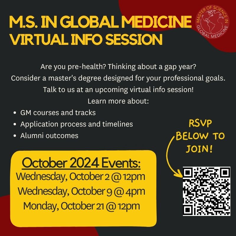 USCGlobalMed's tweet photo. Thinking about earning your M.S. in Global Medicine degree? Learn more at an upcoming virtual info session! RSVP link in BIO or Scan the QR Code!
 #GlobalHealth #PublicHealth #KeckSchoolOfMedicine #USC  #GlobalMedicine  #PreMed #PreHealth #PreDental #PrePA https://t.co/p42uSNNFtE