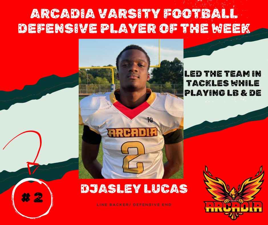 Week 4 Player of the Week awards for Arcadia Firebirds Varsity! 
Strong work fellas!