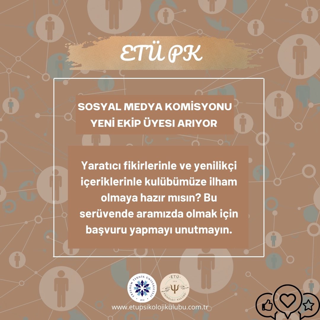 Sosyal medya alanında yaratıcı fikirler üretebilen, takım çalışmasına yatkın ve sosyal medya trendlerini takip eden adayları bekliyoruz.
Başvuru için biyografimizdeki linke tıklayarak detayları öğrenebilir ve formu doldurabilirsiniz. 
Başvurularınızı sabırsızlıkla bekliyoruz!🥳