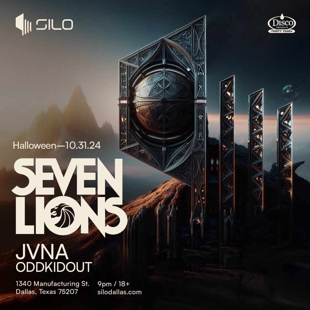 SiloDallas's tweet photo. Excited to announce @JVNA and @OddKidOut_ will be joining @SevenLionsMusic at SILO Dallas on Halloween night 🖤

Sign up to receive an alert when tickets go on-sale & be entered for a chance to win backstage passes at https://t.co/o81CekSNEh

🎟: Tickets go back on-sale Fri, Sept 27th @ 12pm CT
