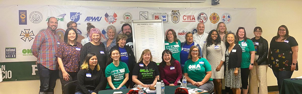 OregonNurses's tweet photo. AFT President Randi Weingarten and Executive Vice President Evelyn DeJesus joined ONA leaders from across Oregon on Saturday to talk about our growing union and what's at stake in the 2024 election. #AFTVotes #ONAVotes https://t.co/6wB2T6IlZ6