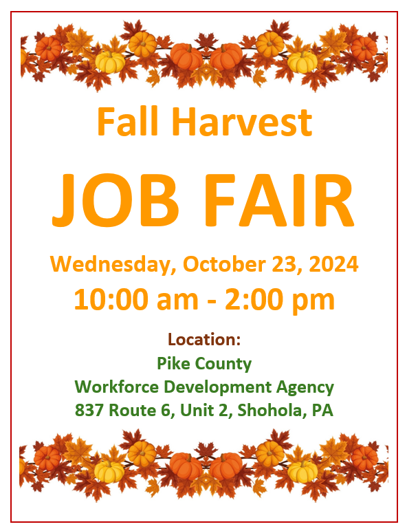 Pikeworkforce's tweet photo. Save the date!! Just a little under 3 weeks away! 
Make your appointments now to get resume help and come check out our free interview attire closet! 
Call to make an appointment at 570-296-2909 https://t.co/Gy85G65cvW