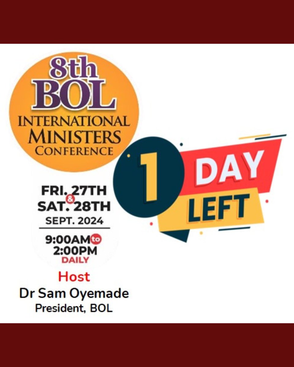 Bol_missions's tweet photo. Don't miss this opportunity to be part of a movement that's shaping the future of the Church. Register now and let's ignite a spiritual revolution together!
#BOL #InternationalMinistersConference #BuildingTheChurch #ChristianLeadership #BibleAcademy #Lagos #Nigeria https://t.co/4EEehhMgDi