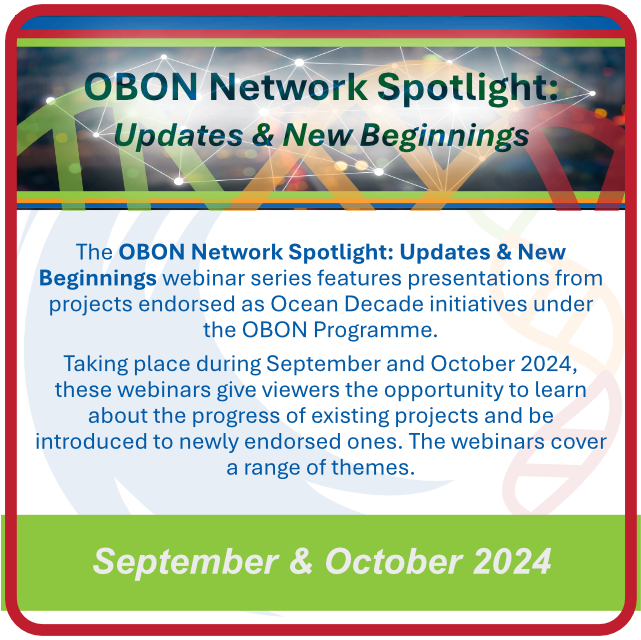 The 3rd OBON Network Spotlight - *Observatories* - takes place on Monday 30 September at 4pm UK time. Register here to join us: us02web.zoom.us/meeting/regist…

We'll hear from Pacific eDNA Coastal Observatory (PECO) and West Coast Ocean Biomolecular Observing Network (WC-OBON).