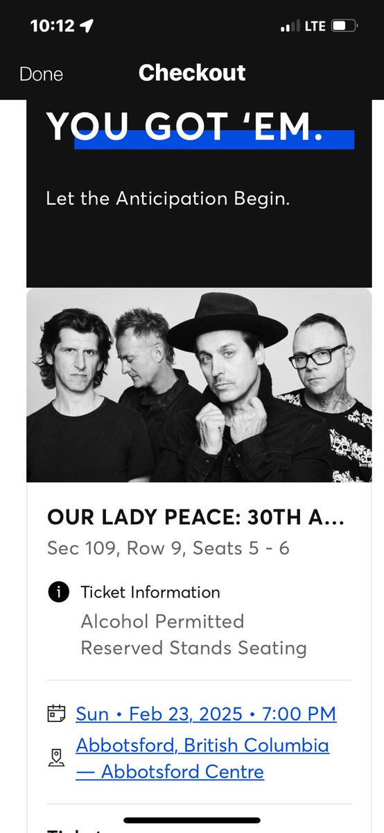 lolapoo77's tweet photo. @rainemaida @OurLadyPeace 😊 So excited! ❤️❤️❤️ https://t.co/JZCZlKzRGm