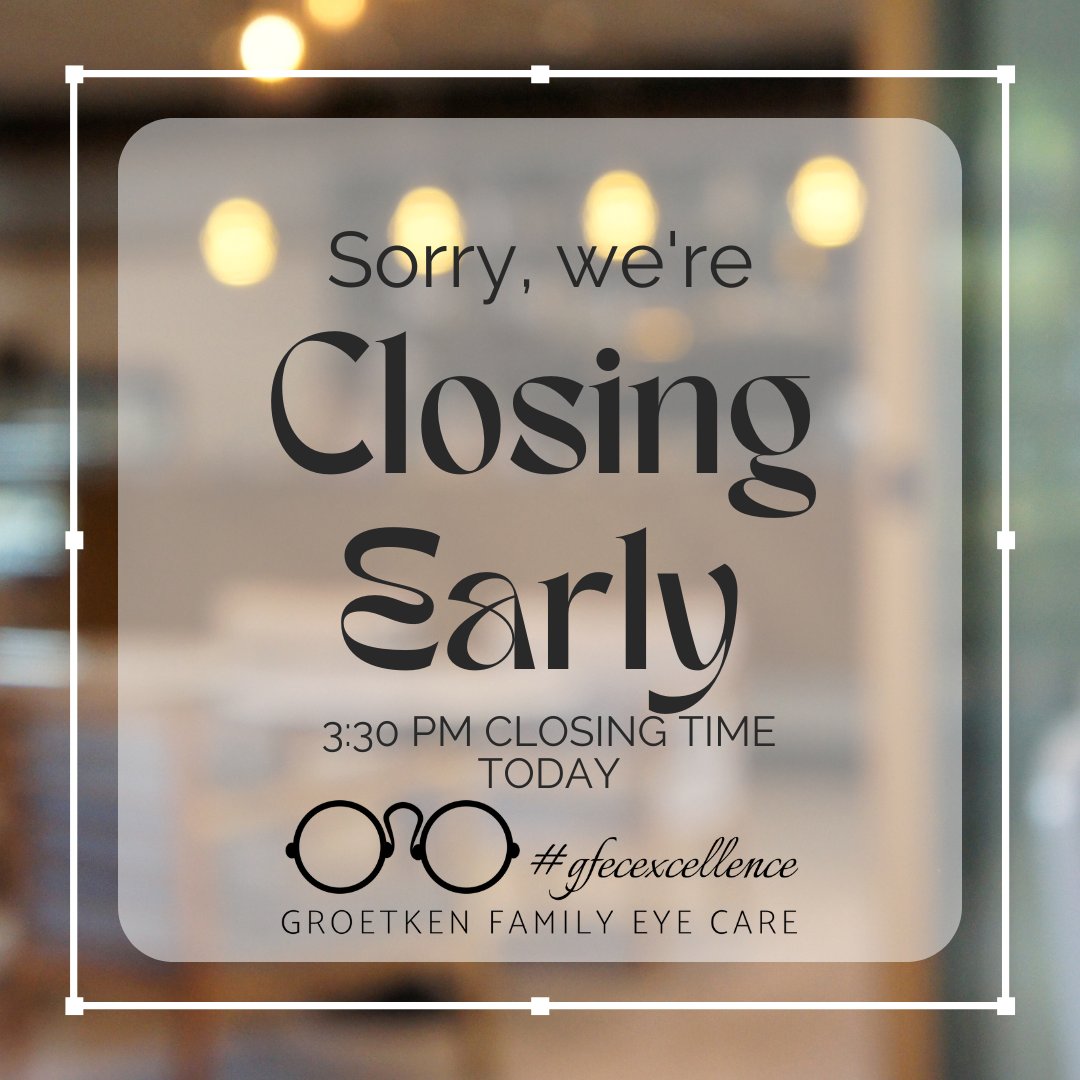 GFEC's tweet photo. We’re closing early today sorry for any inconvenience. Will open up right away tomorrow. Please stop in by 3:30 if we can help you today. https://t.co/KZ7stmlJEE