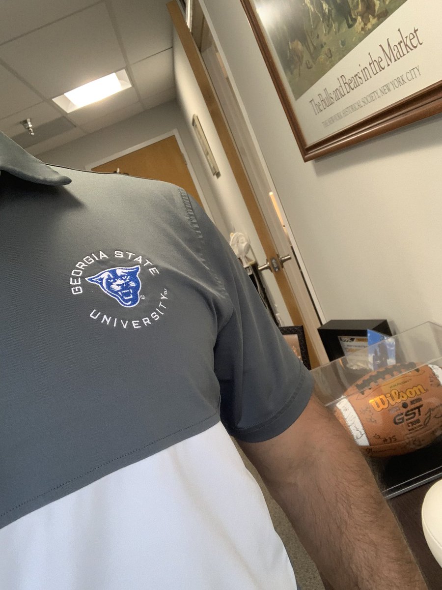 GSU_Man's tweet photo. Good THERSSSday to everyone. REPPIN the PANTHERS all day everyday! Can’t wait for the game this Saturday. GO PANTHERS 👊👊 @GeorgiaStateFB #PantherFamily #GoThers #StateNotSouthern #AlwaysReppinGSU #LightItBlue #SoundTheHorn https://t.co/gg1Vzm7EYZ