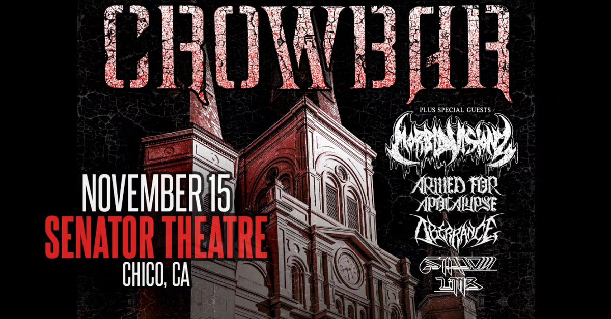 All of you need some "Moo Deng" riffs in your life. 

Nov 15th: Crowbar, Morbid Visionz, Armed for Apocalypse, Aberrance, Shadow Limb at The Senator Theatre Chico, CA for 20 bucks

Aberrance X Silent Pendulum Records x JMax Productions