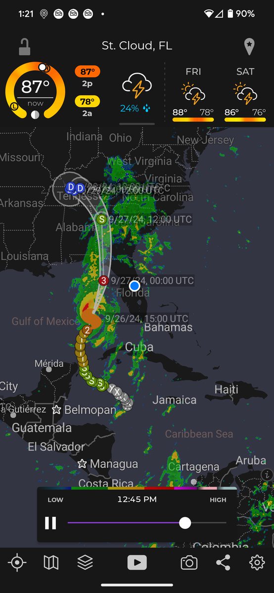Abbottsmiles's tweet photo. I was hoping the hurricane would hit the blue dot of where I'm at 😂 please help me visualize it moving right https://t.co/tVufrK4shV