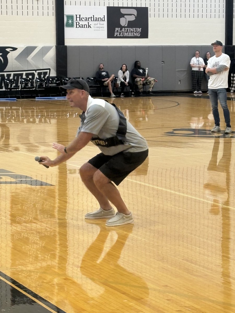 Coach Hess helped fire up the homecoming assembly crowd!!!