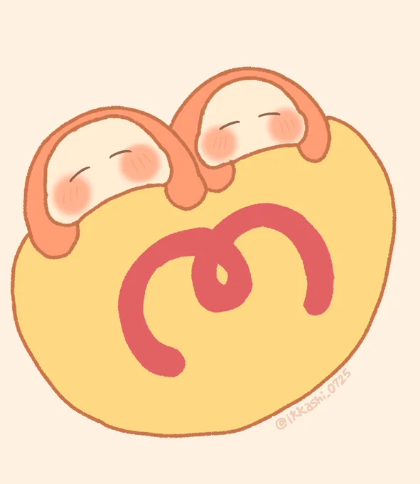 いっしょにおひるねオムライス #カービィカフェ #カービィイラスト #ワドルディ