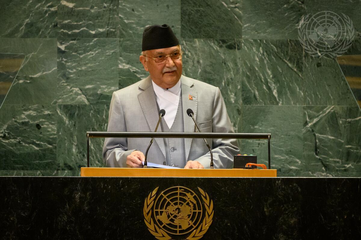 H.E. K.P. Sharma Oli, Prime Minister of Nepal 🇳🇵 <a href="/UN/">United Nations</a> #GeneralDebate

🔗Access the recording and transcript of the statement here: gadebate.un.org/en/79/nepal
#UNJournal #UNGA79 

© UN Photo/Loey Felipe