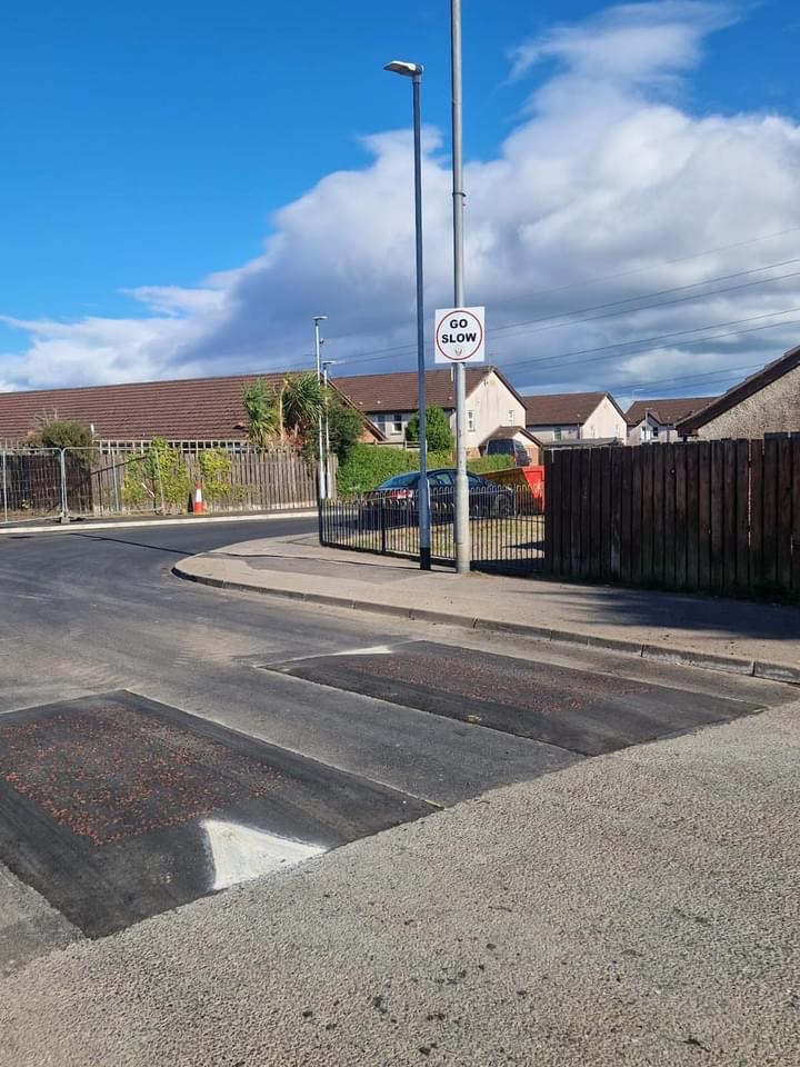 BealRnu's tweet photo. RNU Béal Feirste are delighted to see the installation of the new speed ramps at White Rise/Glen.

After weeks of hard work speaking and engaging with local residents we got petitions signed and requested these be done. https://t.co/RwbPzF5Xqo