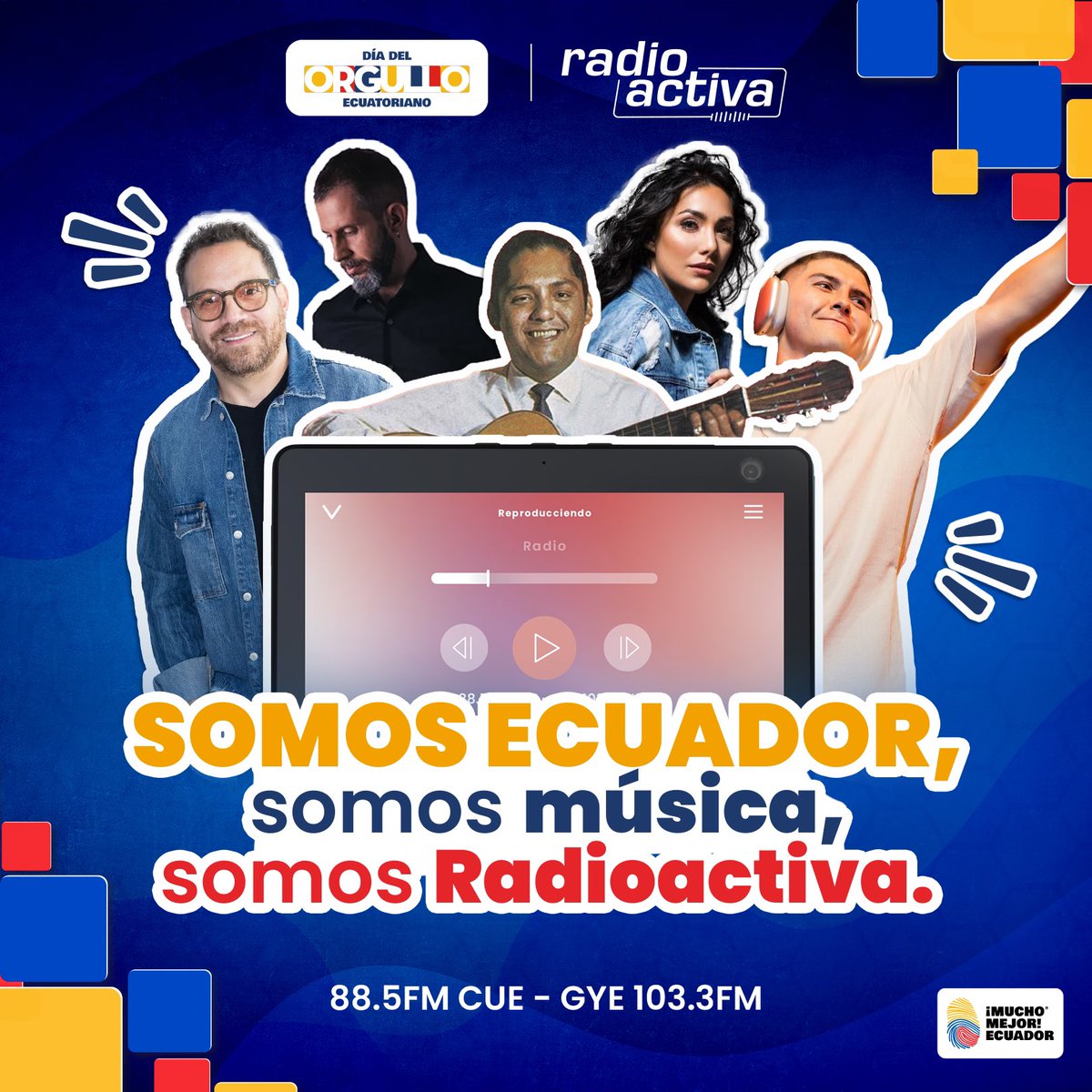 radioactiva_ec's tweet photo. 💛💙❤️ ¡Estamos orgullosos de ser ecuatorianos! 

Este viernes 27 de septiembre vamos a demostrar que hay miles de cosas por las que podemos sentir orgullo en el Ecuador. 

Pide música ecuatoriana, consume productos ecuatorianos, ponte la camiseta tricolor. 

#DíaDelOrgulloEcuatoriano