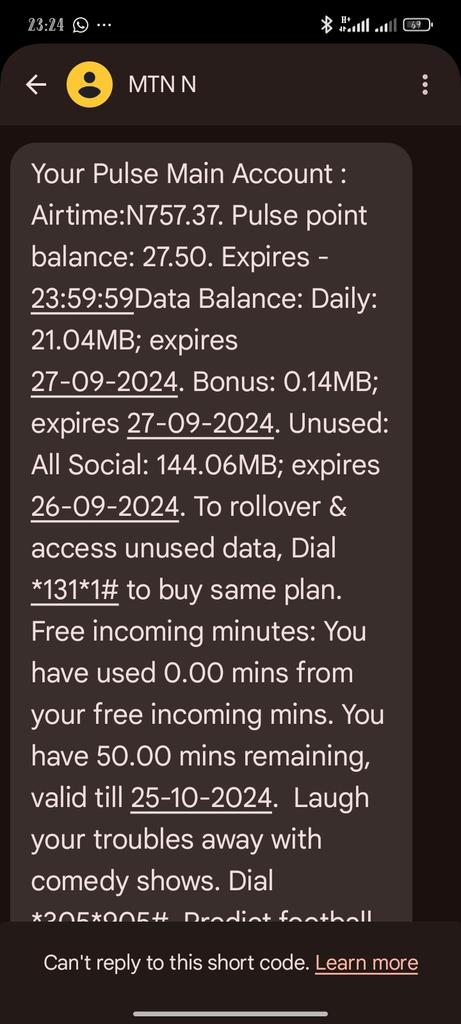 Princessfionah4's tweet photo. @MTNNG @Azubuikevi86978 @MTNNG I purchased data from Opay, got a message that I was credited but the data is not in my data balance. What is going on? https://t.co/bU49K6CxLR