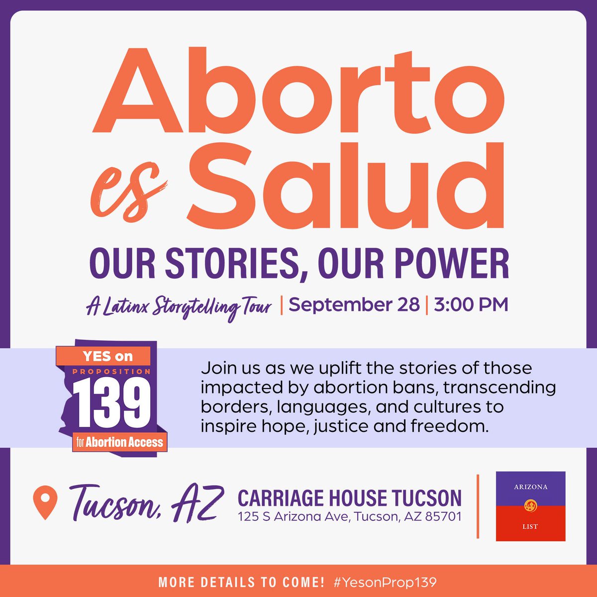 mirandabookworm's tweet photo. Join ASA, AZ List, and Arizona for Abortion Access for a storytelling event about the impacts of abortion bans and freedom in this time! https://t.co/eioGSxXXR7