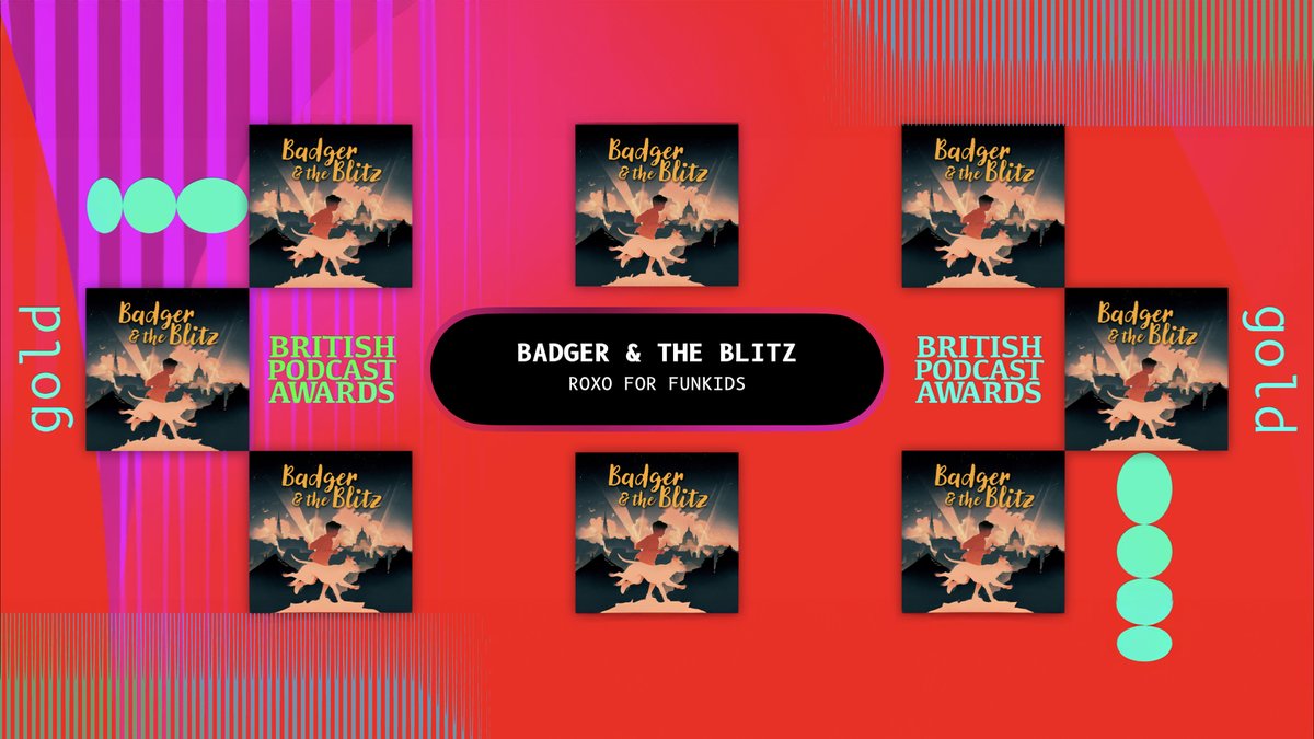 Congratulations to:

GOLD: BADGER AND THE BLITZ
SILVER: 1984 –  @Wondery
BRONZE: The Dial-Up – @dialuppod

In the Fiction category at the #BritishPodcastAwards