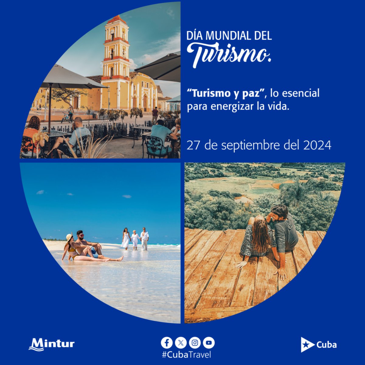 🌴🌴🏝 Hoy 27 de Septiembre se celebra el Día Mundial del Turismo. Su objetivo  es el de concienciar a la comunidad internacional acerca del valor social, cultural, político y económico del turismo. Puede ayudarnos a forjar un futuro mejor para todos.#Cuba 🌞😎🏖⛱ #CubaUnica