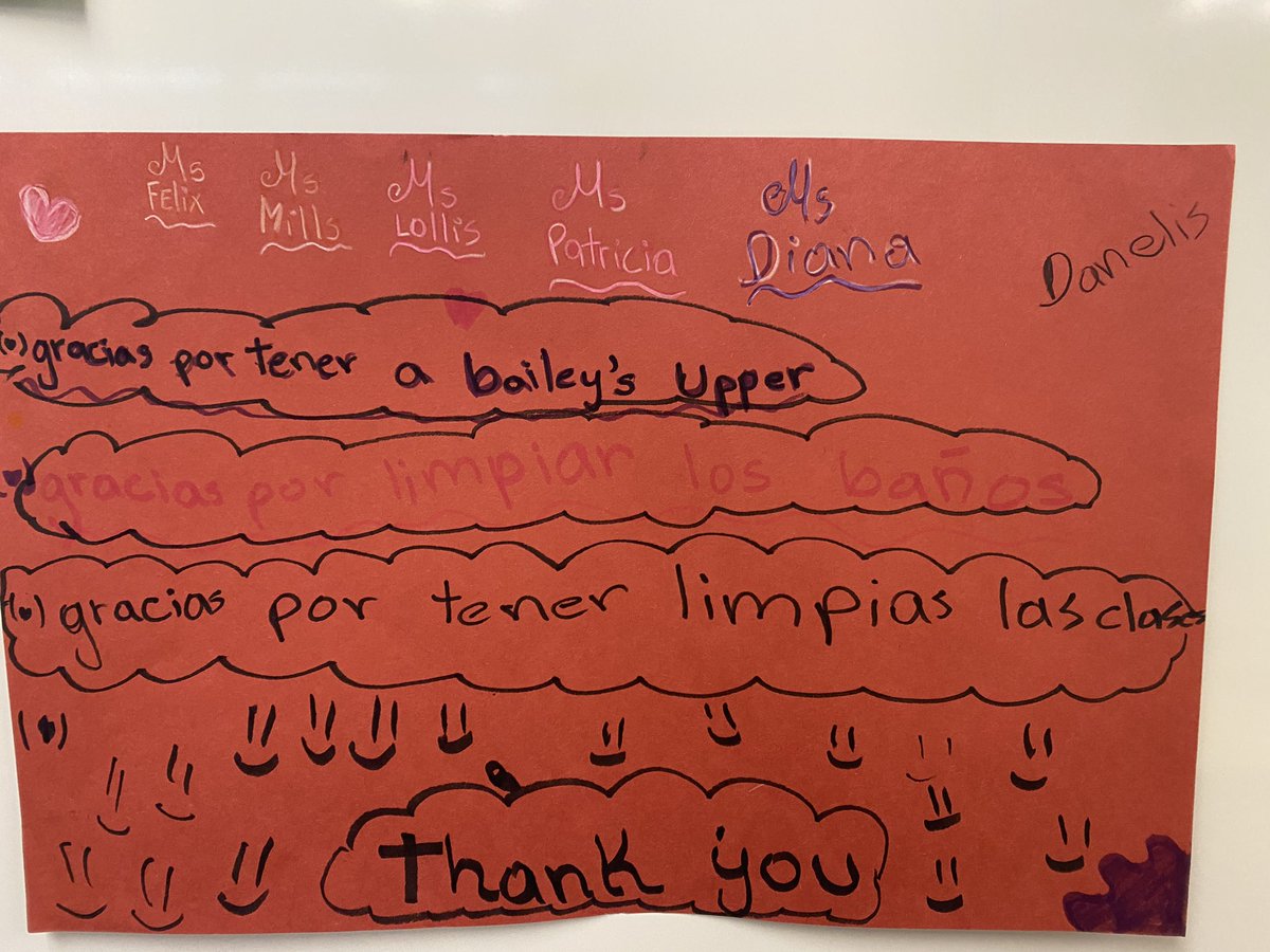 BaileysUpperES's tweet photo. Celebrated our amazing custodial team today with lunch and personalized cards from our amazing kids. Wardell, Felix, Lollis, Patricia, and Diana - we would be lost without you. You keep us BEDAZZLED!! 💎@FCPSR2 https://t.co/mhcNibjJJf