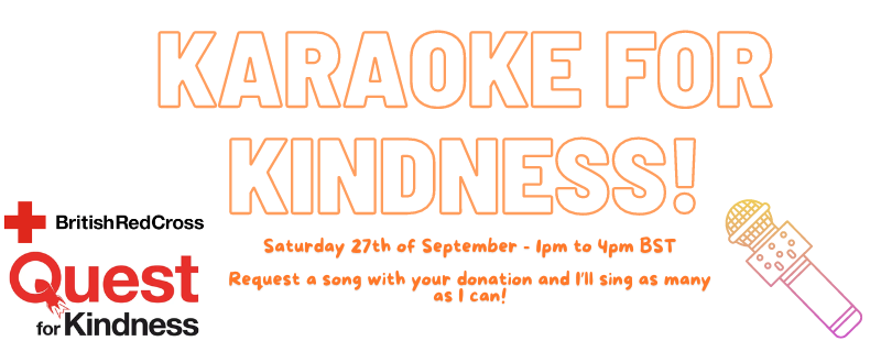 InTheToolbox's tweet photo. This Saturday 27th of September I'm going to be singing requests live on my @Twitch stream to raise money for the @BritishRedCross! Come along from 1pm-4pm by clicking the link in the event, and let's raise some money for a great cause! #karaoke #charity #britishredcross https://t.co/N9sBMsjVNY