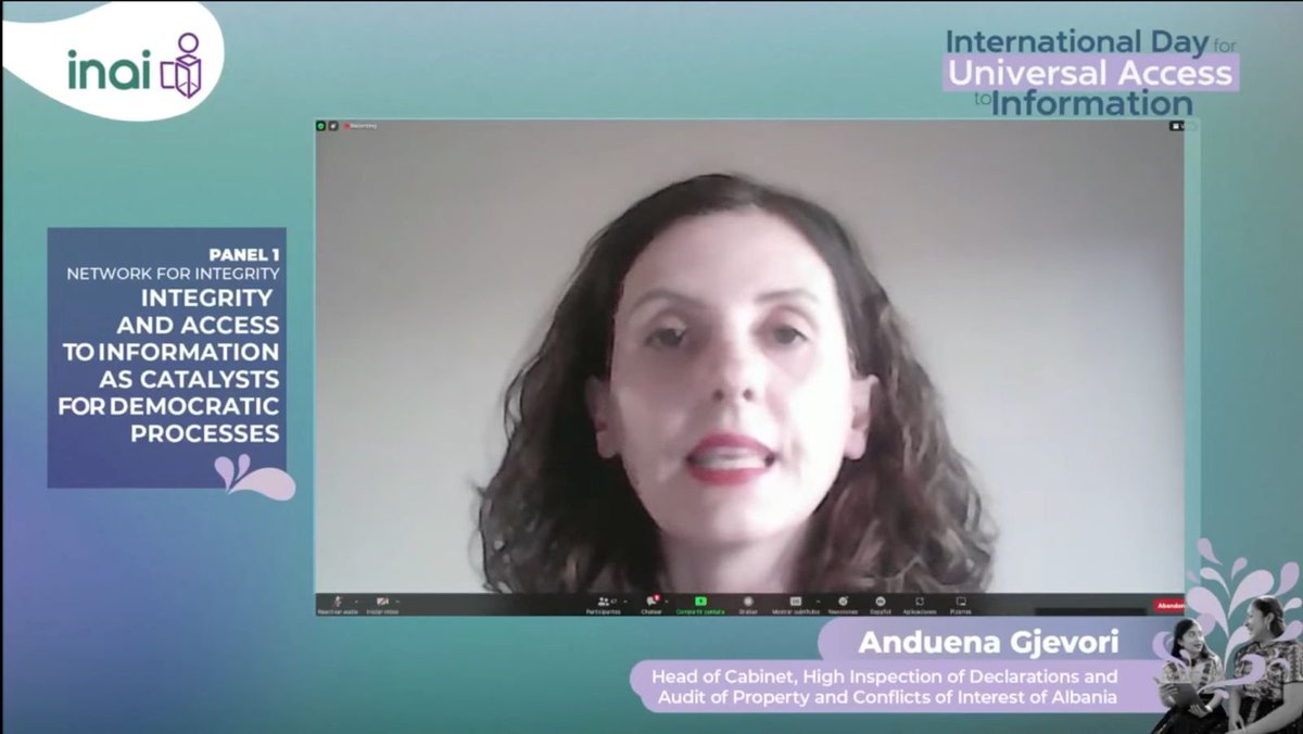 ℹ️ Anduena Gjevorid, Head of Cabinet at ILDKPKI of Albania, mentioned that among its good practices in terms of transparency and access to information, they have an electronic system of declaration of private interest. 🇦🇱