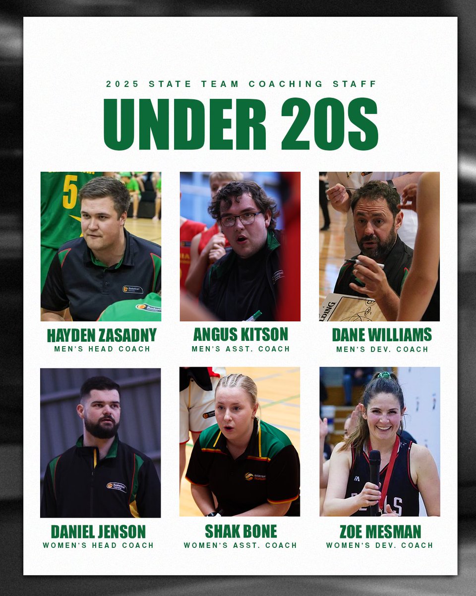 Basketball_Tas's tweet photo. Congratulations to our Head, Assistant and Development Coaches named to represent Tasmania at National Championships in 2025 👏🏼💚

#BleedGreen #TheTasmanianWay https://t.co/IOZoXT23ek