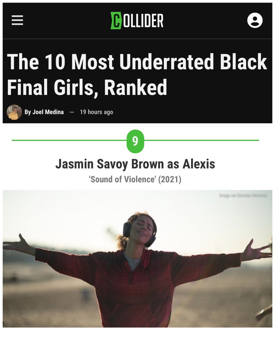 alexnoyer's tweet photo. Thank you @Collider for including Alexis from Sound of Violence, played by the almighty @jasminsavoy, on your list. Jasmin takes this complex character to such a level. You all need to see what Alexis hears.

https://t.co/wcqvY1Qdp1

#horrormovies #jasminsavoybrown #indiehorror https://t.co/PdIQBzjkNX