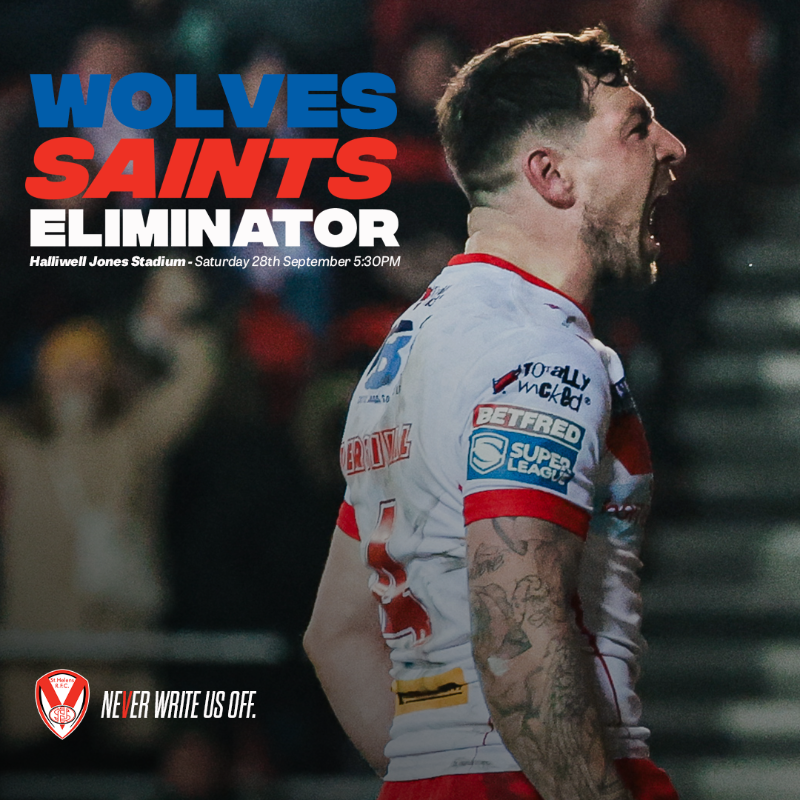 Saints1890's tweet photo. πββοΈ Are you in that number, ready to roar us on this Saturday?!
#NeverWriteUsOff π»
Get your tickets for our Eliminator Play-Off online β¬