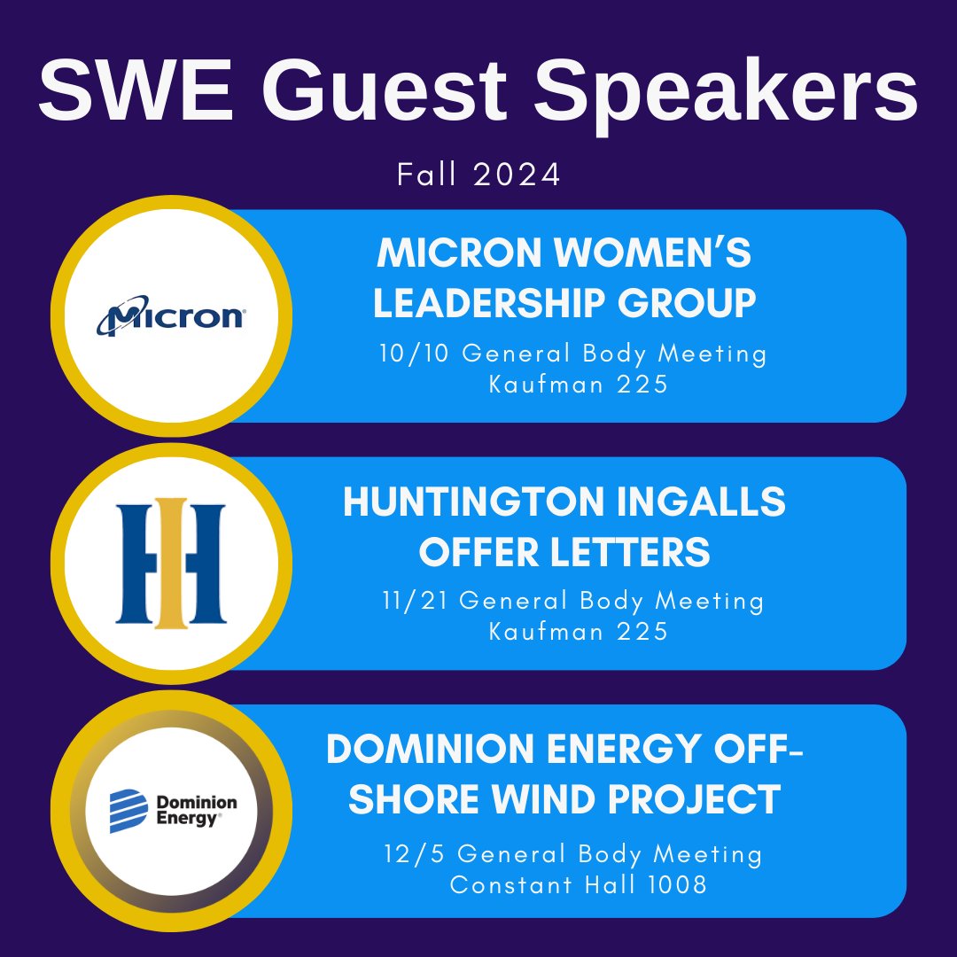 Make sure to come out to these important SWE meetings this semester for great opportunities and tips, professional development, and networking!