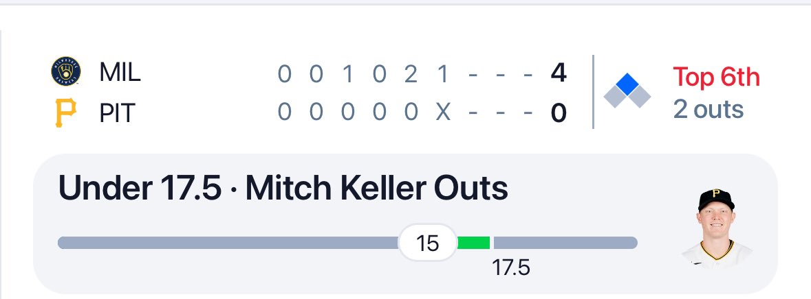 PixFromTheSix's tweet photo. ✅💰Mitch Keller #LetsGoBucs 

Let’s fire up a new streak shall we 🤑 

🚨To get all my plays join the team for just 14.99/ month 🤝

https://t.co/B3GXyNSXkT

🔌This play is powered by @OutlierDotBet 
🎁7 Day FREE Trial https://t.co/xGhjhJz2s6

#MLBX #SportsX #BaseballX #GamblingX