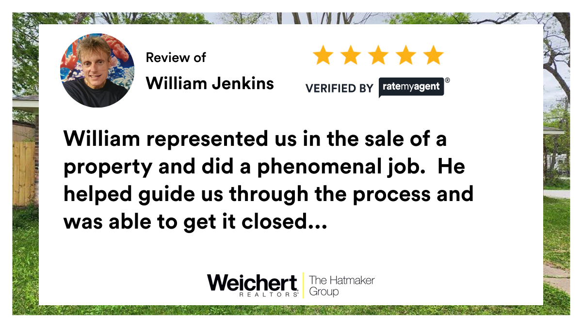 RealtorWilliam_'s tweet photo. My latest RateMyAgent review in Dickinson.
 0660334
https://t.co/ZlMPGkGEHP

...
#ratemyagent #realestate #The_Hatmaker_Group https://t.co/2dMmz8doaT