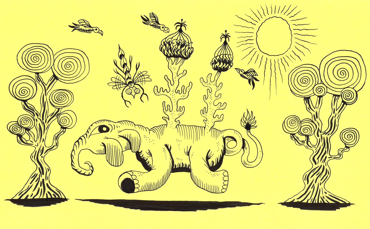 Elelelephanto in full bloom and attracting local birds. This is one of the rare creatures that’s breeds through the pollination process. They are however now endangered due to global warming.