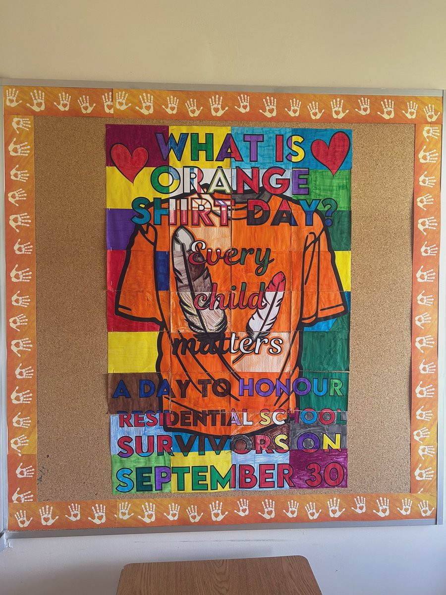 MsFrostEmily's tweet photo. Orange Shirt Day activity with the Gr 11s! Love how this collaborative activity turned out. Don’t forget to wear your orange shirts on Monday Sept 30th 😊🧡 https://t.co/IVrinDoi0w