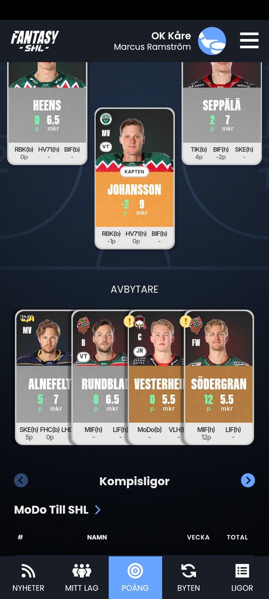 Så typiskt att varje gång jag bänkar södergren så producerar han massa poäng😫