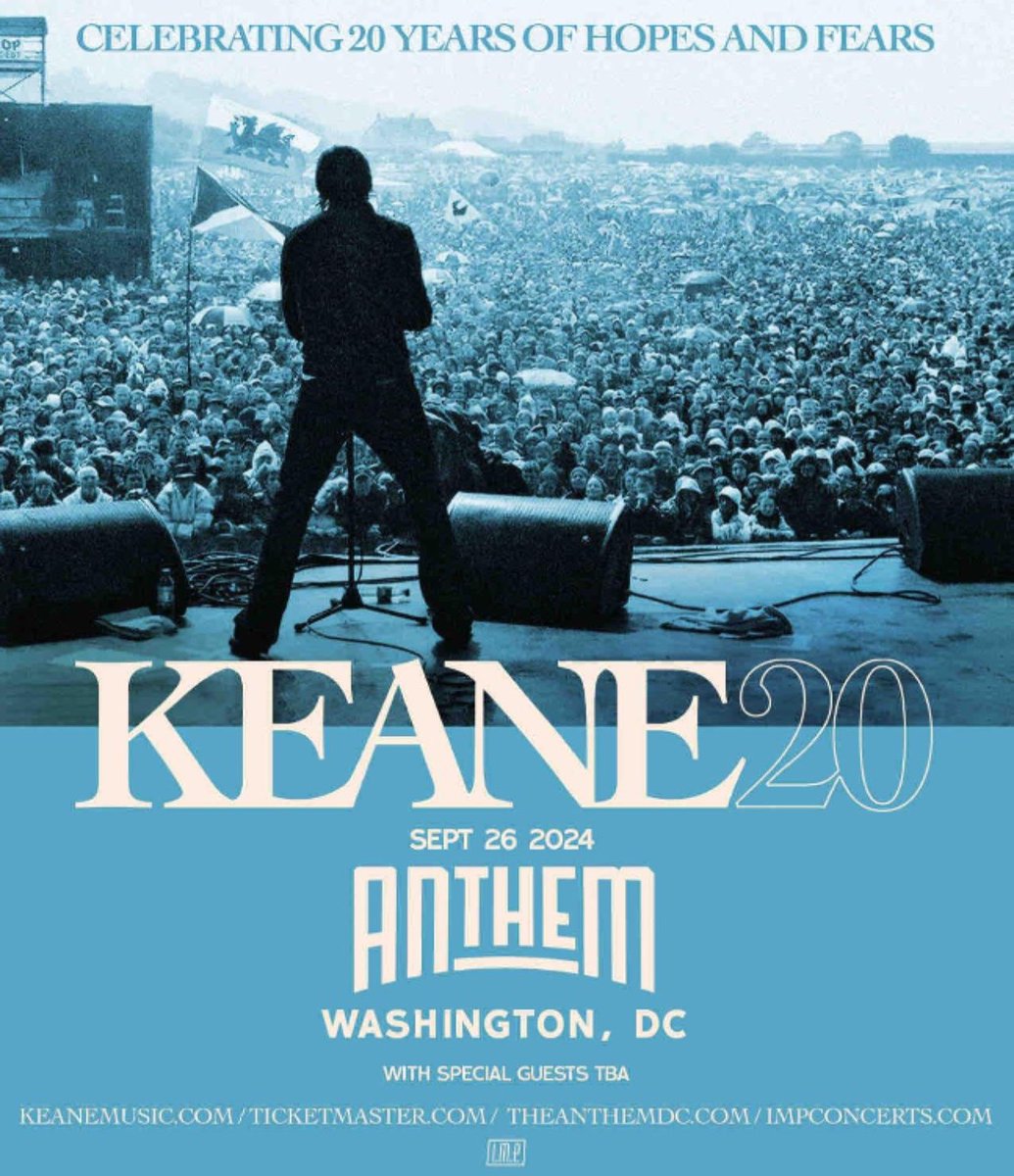 KeaneTurkiye's tweet photo. Keane, “Keane20 Dünya Turnesi” kapsamında ABD’deki son konserini 26 Eylül 2024 tarihinde Washington’daki The Anthem sahnesinde verecek.

@keaneofficial will perform for the last time in USA as part of the “#KEANE20 World Tour” at @TheAnthemDC in Washington on 26 September 2024. https://t.co/xxf3x9j16i
